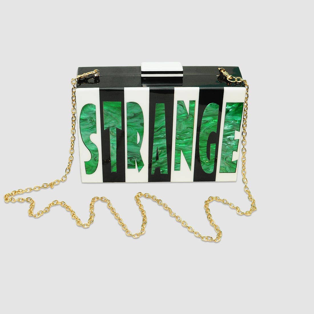 Betsy Dare - Wholesale Clutch Bag - Women's - Strange and Unusual Black/White Striped Acrylic Cyndi Clutch6