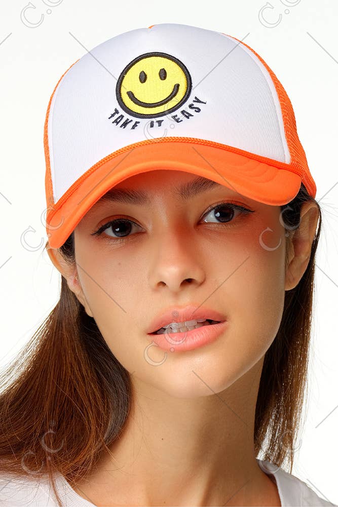 Hana - Wholesale Truckerpet - Dames - C.C TAKE IT EASY Truckerpet met smiley gezicht7