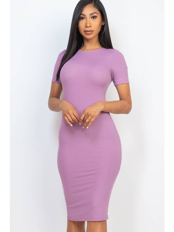 Vanilla Monkey - Wholesale Dress - Women's - Ribbed Bodycon Solid Dress10