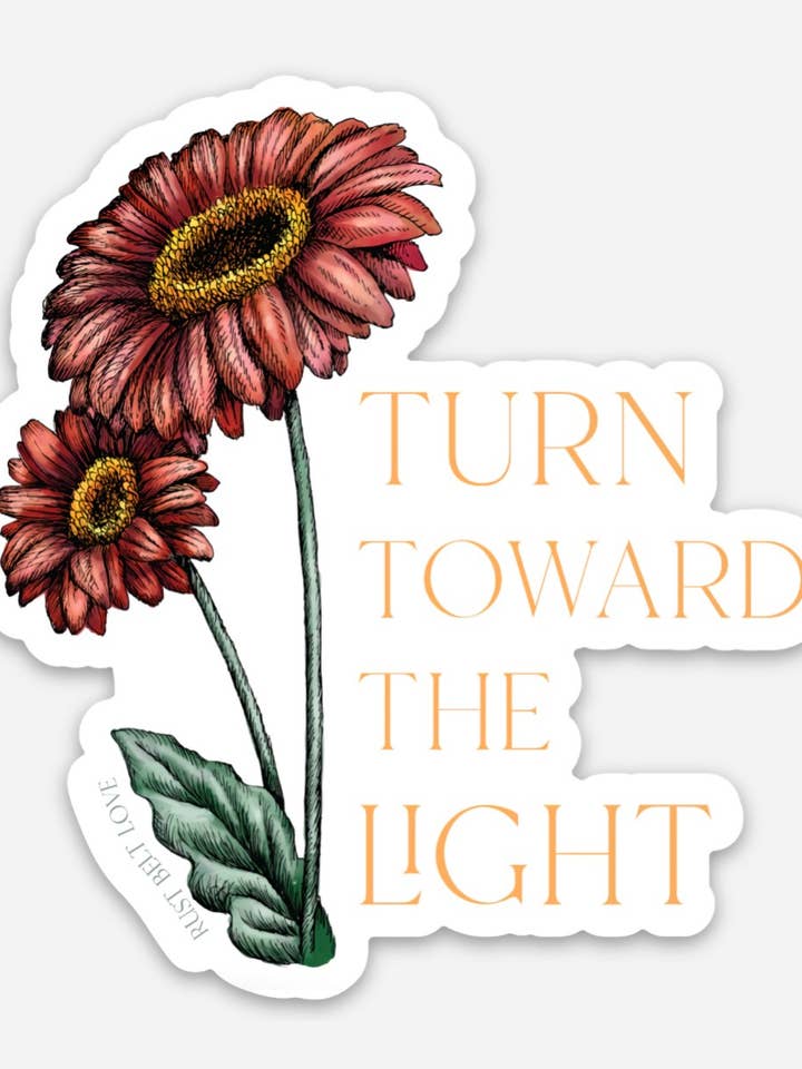 Daisies ‘Turn Toward the Light’ Flower Sticker – 3” for wholesale by Rust Belt Love Paperie