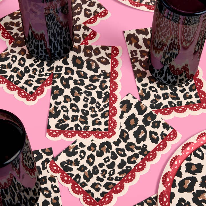 xo, Fetti - Wholesale Disposable Napkin - Wild Thing Napkins - 25 paper napkins, cheetah, safari, Vday6
