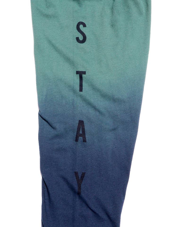 Green Blue Up a Creek Bear in a Canoe Dip-Dye long sleeve graphic tee for wholesale on Faire