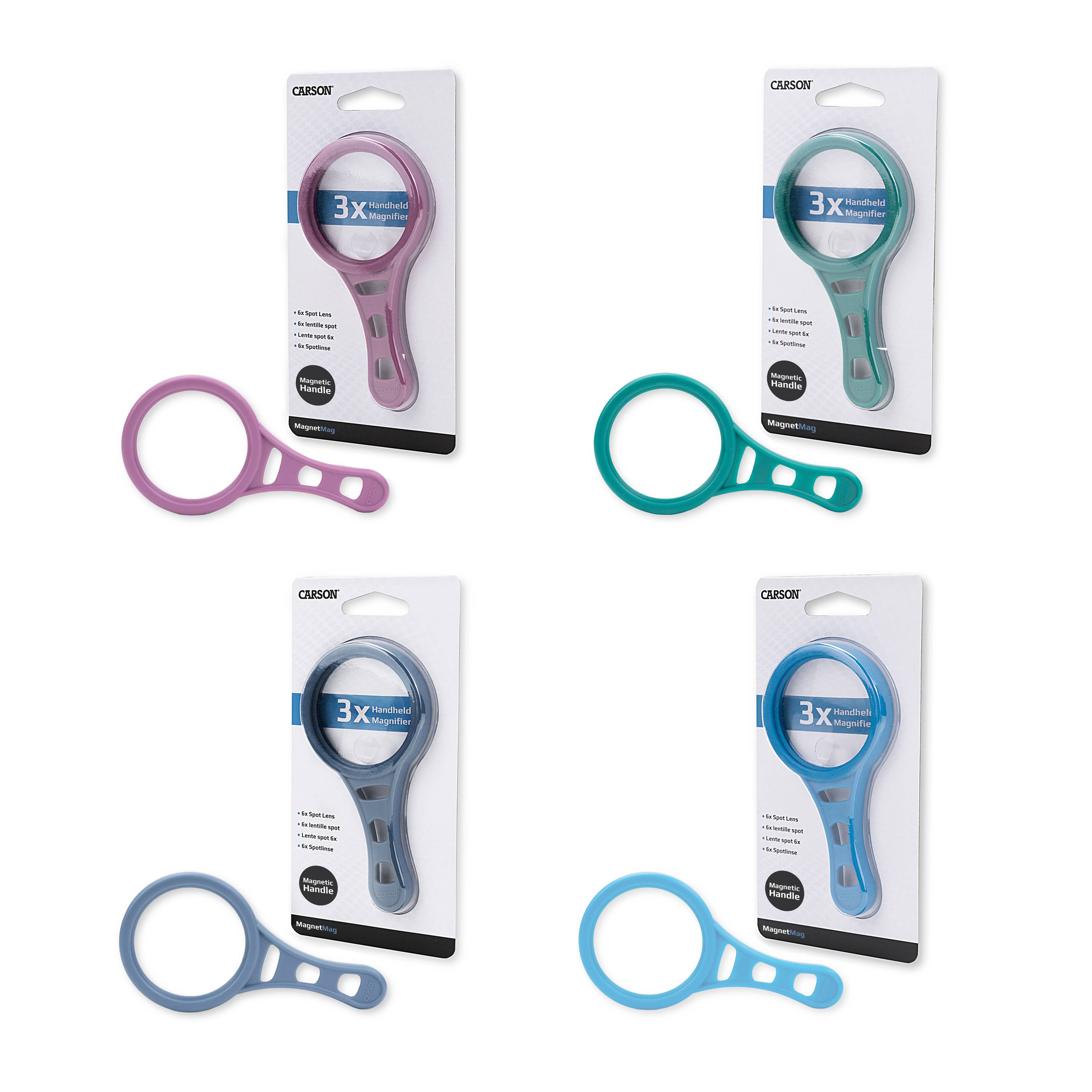 Carson EU - Wholesale Magnifying Glass - MagnetMag Assorted 3x Magnification with 6x Spot Lenses1
