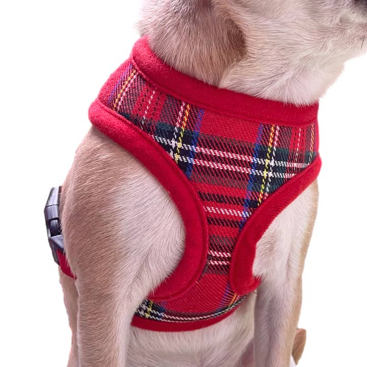 Harnais réglable pour chien à carreaux Red Stewart pour la vente par Sassy Dog Fashions