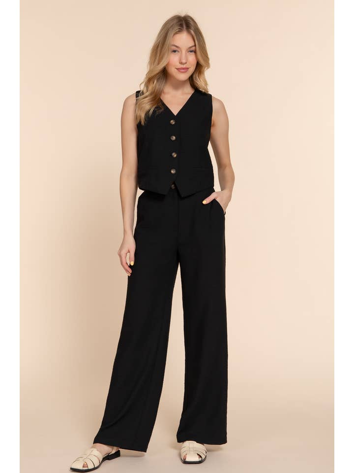 Active Basic | Active USA - Wholesale Pants - Women's - Straight Woven Linen Effect Long Pants8