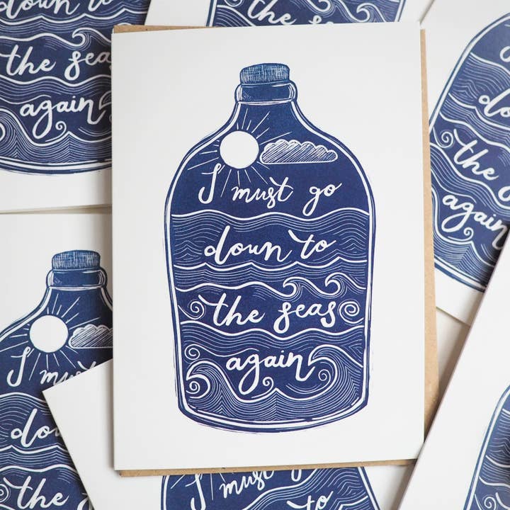 The Black Pug Press - Wholesale Everyday Greeting Card - I Must Go Down to the Seas Again Greetings Card