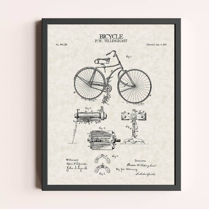 Impression de brevet de bicyclette 1891 pour la vente par Damon D Chan