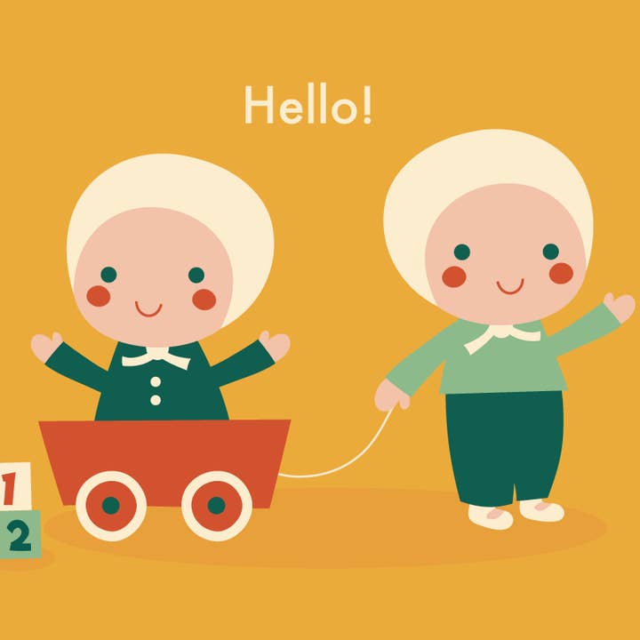 Hello Baby Twins - postcard for wholesale by Bora illustraties