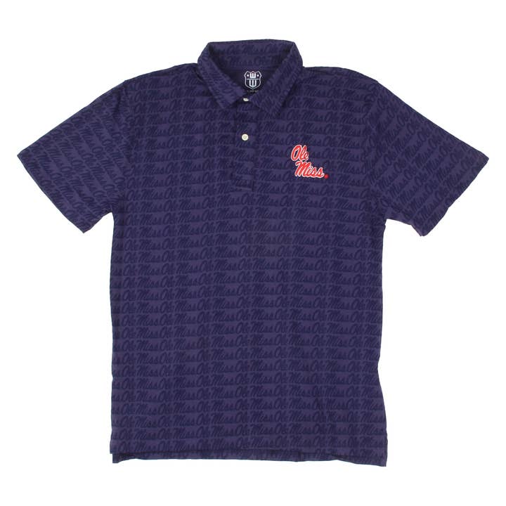 Ole Miss Rebels Men's Allover Print Polo for wholesale by Wes and Willy