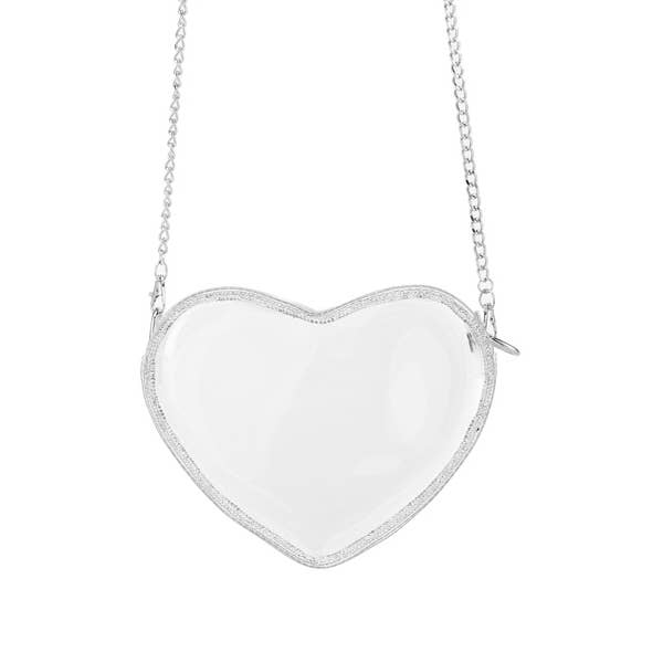Ladies Clear See Thru Crossbody with heart Handbag for wholesale by Nima Accessories Inc