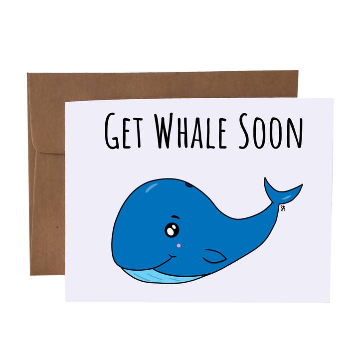 SKP ink - Wholesale Get Well Card - Get Whale Soon | Whale Pun | Get Well Soon Greeting Card