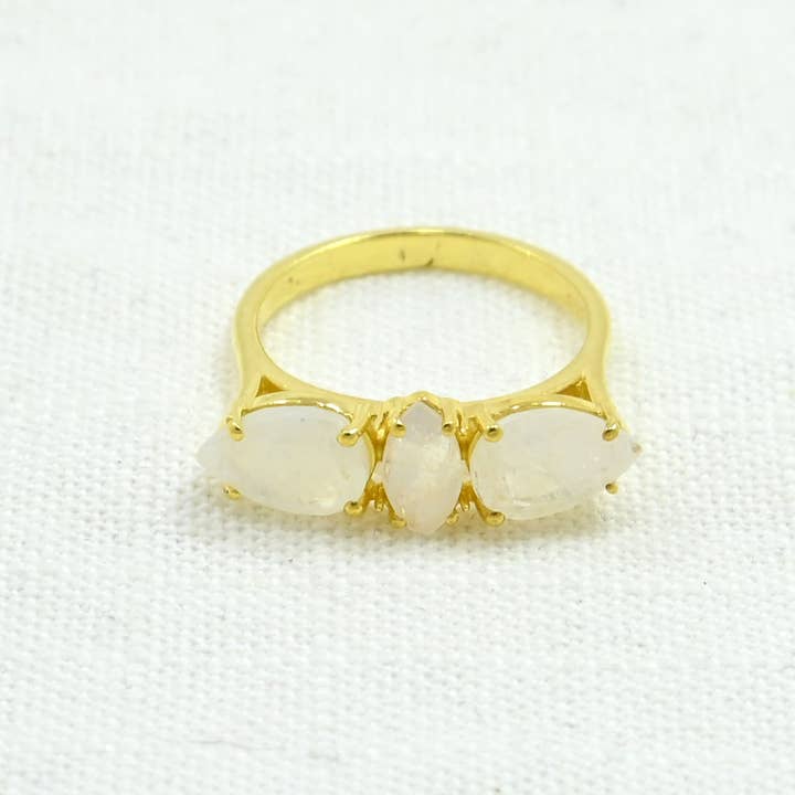 Schmuckoo Berlin - Wholesale Multi-Stone Ring - Boho Ring Gold Silver 925 - Rainbow Moonstone
