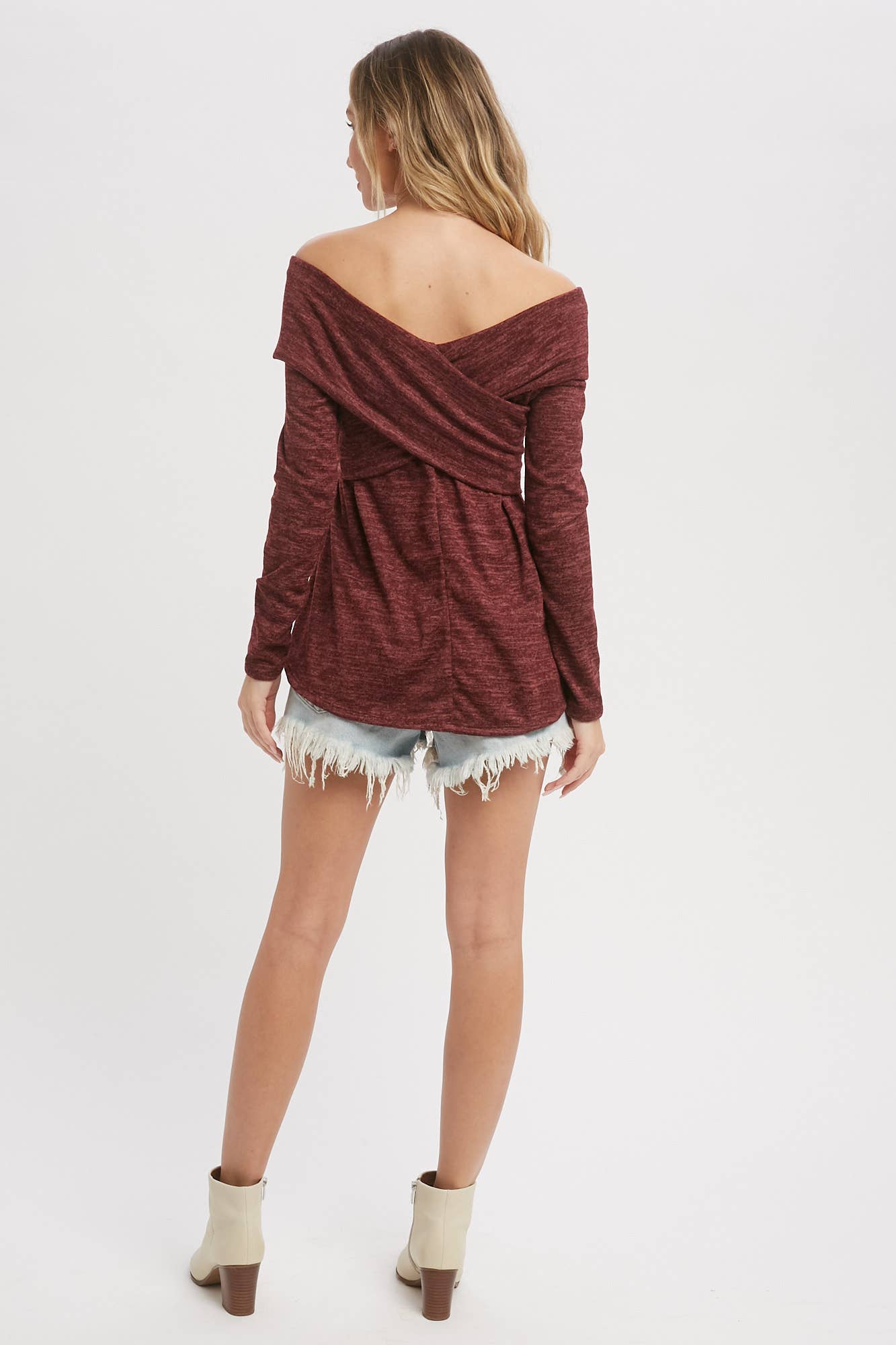 Bluivy - Wholesale Knit Top - Women's - MARLED KNIT CROSSOVER OFF SHOULDER TOP29