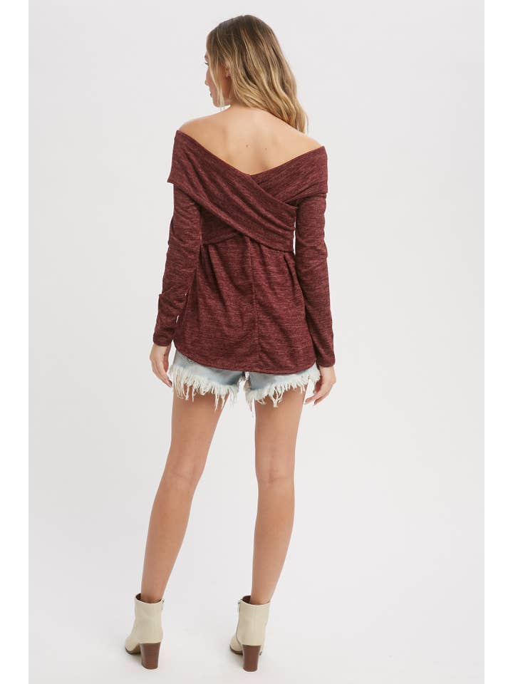 Bluivy - Wholesale Knit Top - Women's - MARLED KNIT CROSSOVER OFF SHOULDER TOP29
