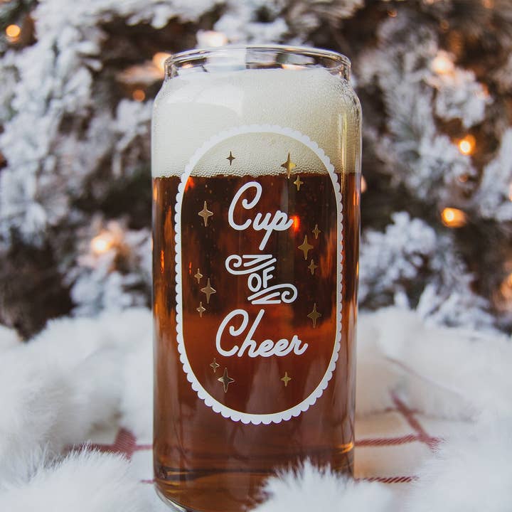 Verre en forme de tasse de canette, verrerie de Noël pour la vente par Butler Design Co.