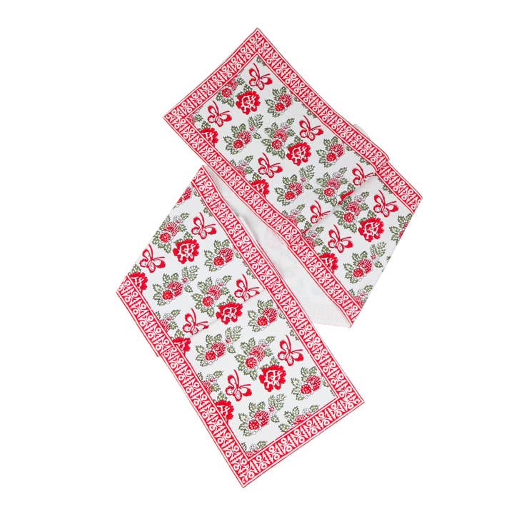 Flutter & Bloom Bordslöpare i bomull med blocktryck för wholesale av Tiramisu