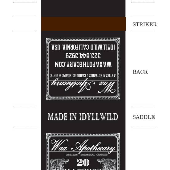 Wax Apothecary - Wholesale Matches - Black Matchbook 20-Strike