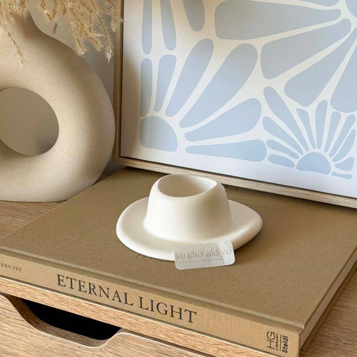 Cream White Cowboy Hat Matchstick Holder Striker | Cute Cowgirl Decor for wholesale on Faire3