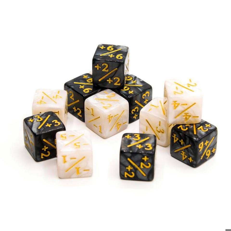 Tabletop Dominion Limited - Wholesale Dobbelstenen - 16mm D6 Dobbelsteen Tellers | Gemarmerd Zwart & Wit | 12 Stuks Pack2