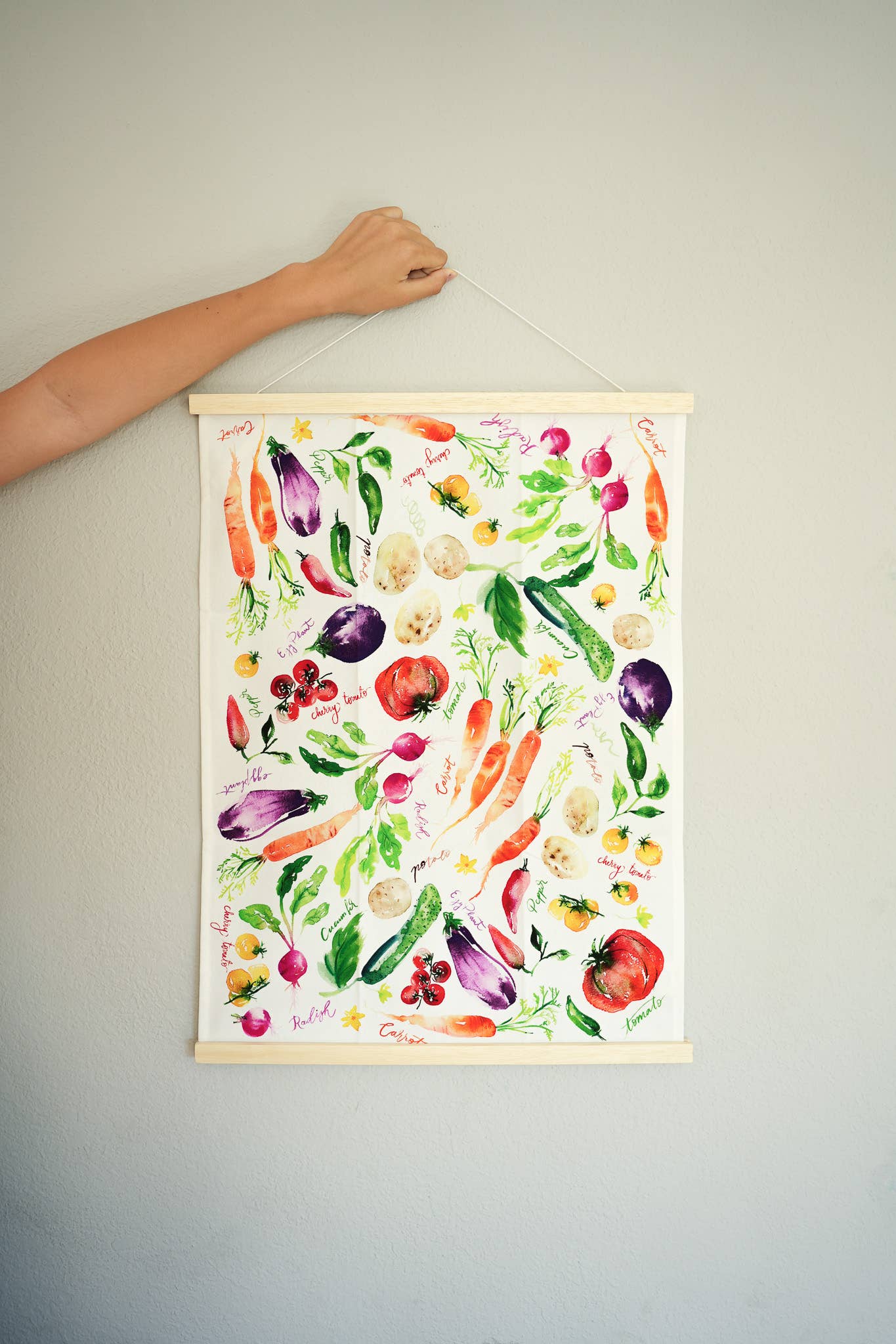 Jean Choe Art & Design - Wholesale Tea Towel - Vegetable Medley Tea Towel. Watercolor Veggie Kitchen Towel.10