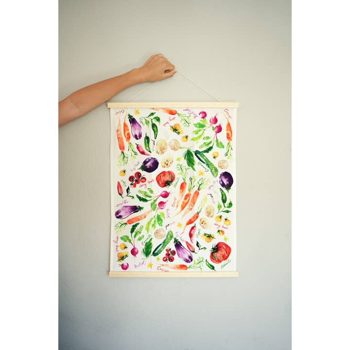 Jean Choe Art & Design - Wholesale Tea Towel - Vegetable Medley Tea Towel. Watercolor Veggie Kitchen Towel.10