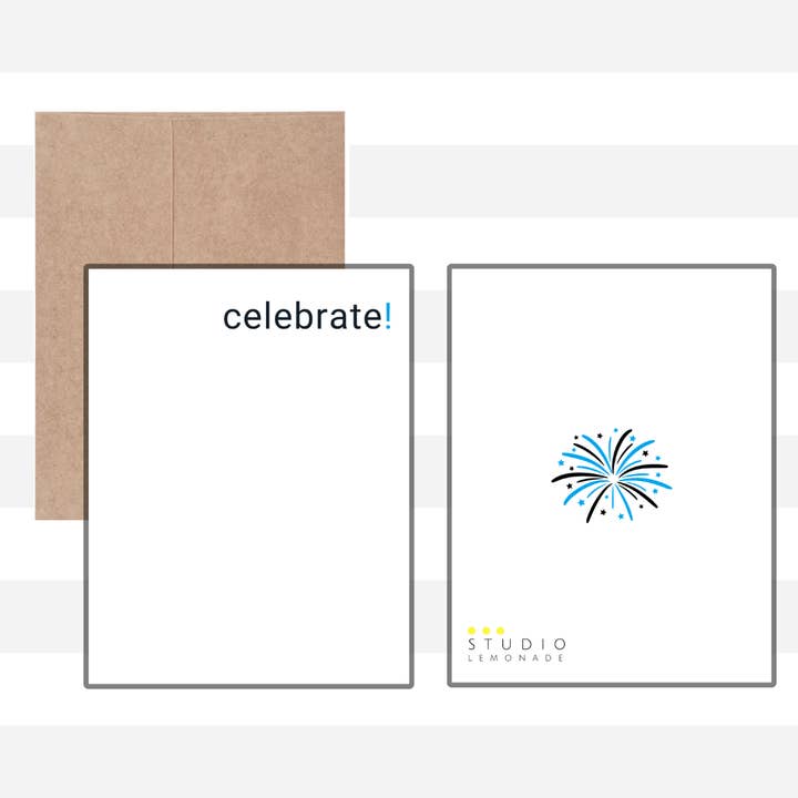 STUDIO LEMONADE - Wholesale Congratulations Card - celebrate! Greeting Card with Kraft Envelope5