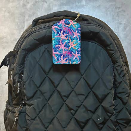 Sea Creature Rectangle luggage tag w/steel cable ring for wholesale by Allison Kay Designs Co.