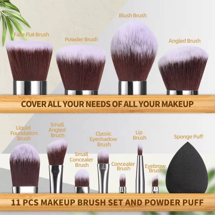 Re:gn – wholesale Make-up brush set – Bamboo Makeup Brushes - 12 Pack
