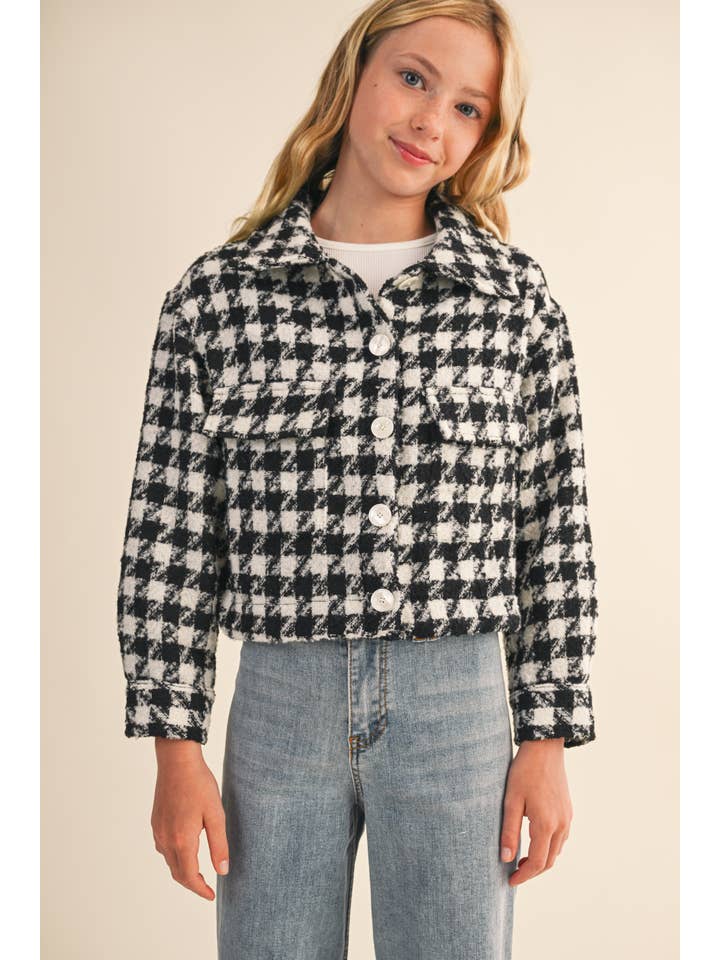 heart and arrow - Wholesale Jacket - Kids - TWEEN KIDS GIRLS Tweed Houndstooth Pattern Jacket (7-14)6