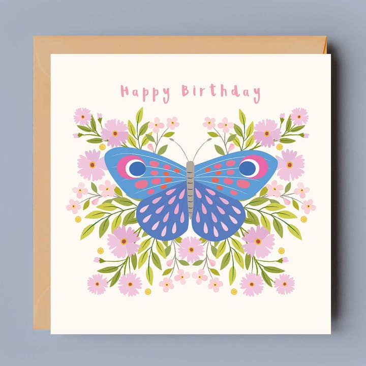 Happy Birthday Female Butterfly Card for wholesale by Klara Hawkins