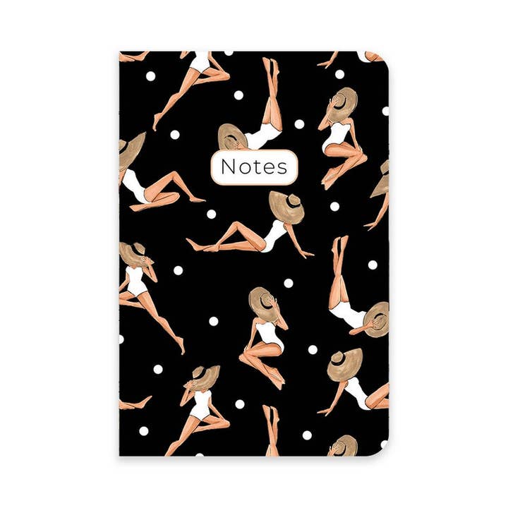 Black Retro Bikini Notebook - 48 Lined Pages for wholesale by Almeida Illustrations