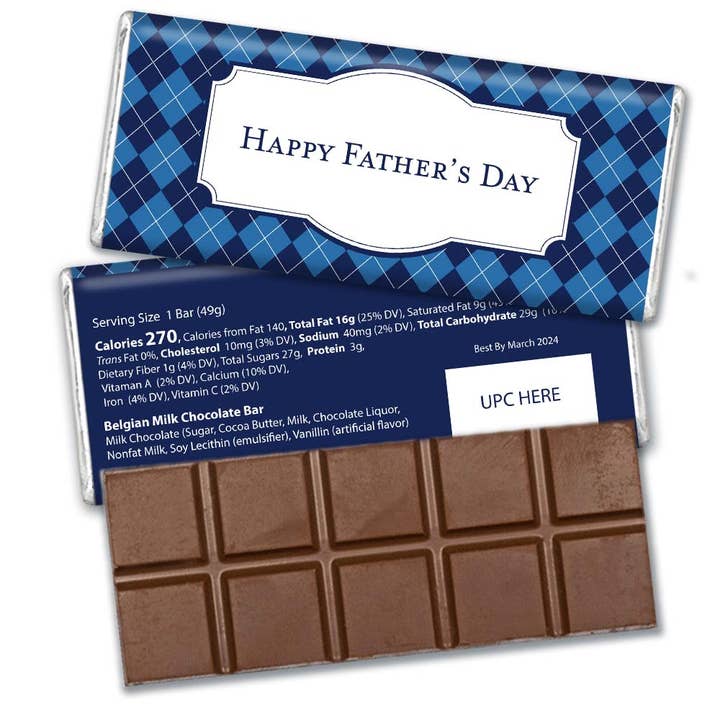 Just Candy - Wholesale Chocolate Bar - Father's Day Wrapped Milk Chocolate Belgian Bar - Happy Father's Day