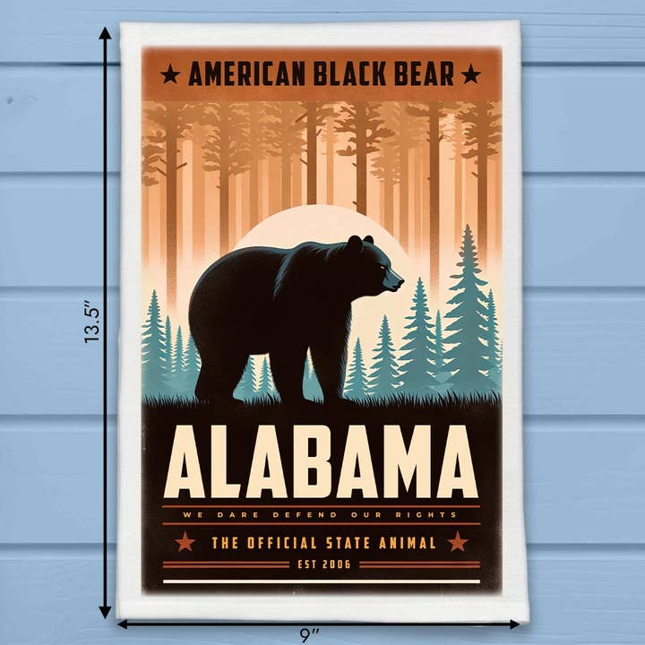 Torchon de cuisine en art numérique vintage Alabama State Animal pour la vente par ADDLE iNK