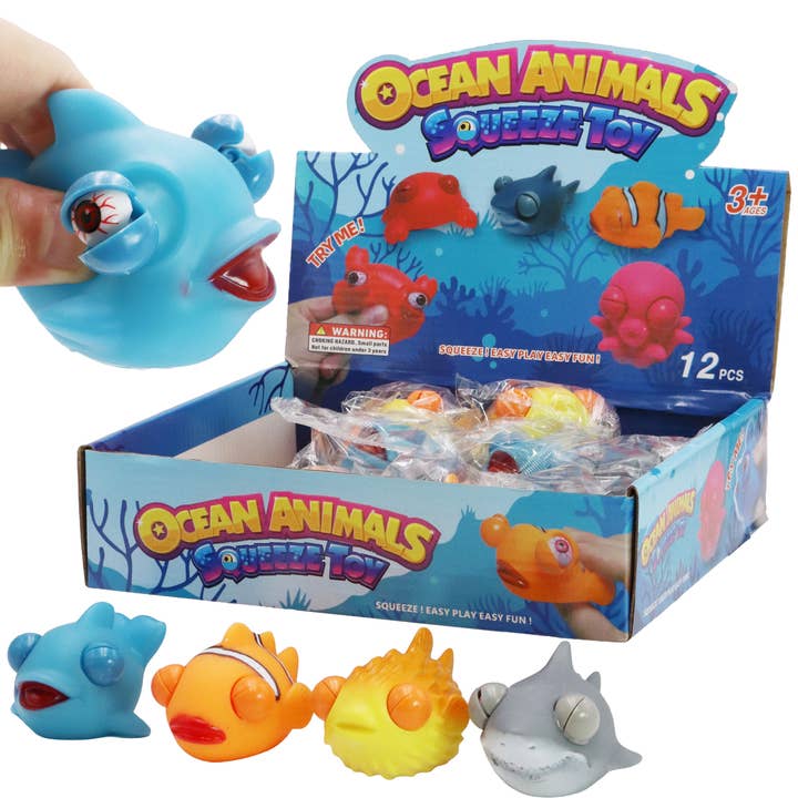 Cap Zone - Wholesale Squishy Toy - Kids & Baby - Marine Ocean Life Eye Popping Squishy Toy - 12 pcs0