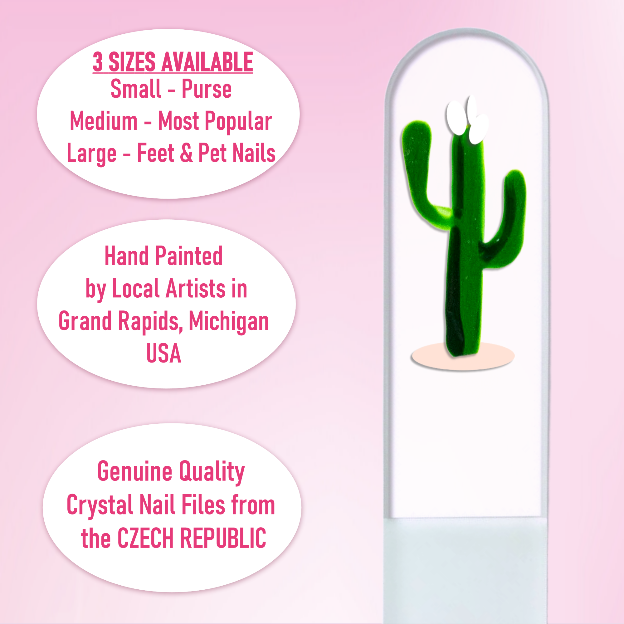 Classy Nail Files – Großhandel Nagelfeile – Kaktus Wüste Südwesten handbemalte tschechische Kristallnagelfeile6
