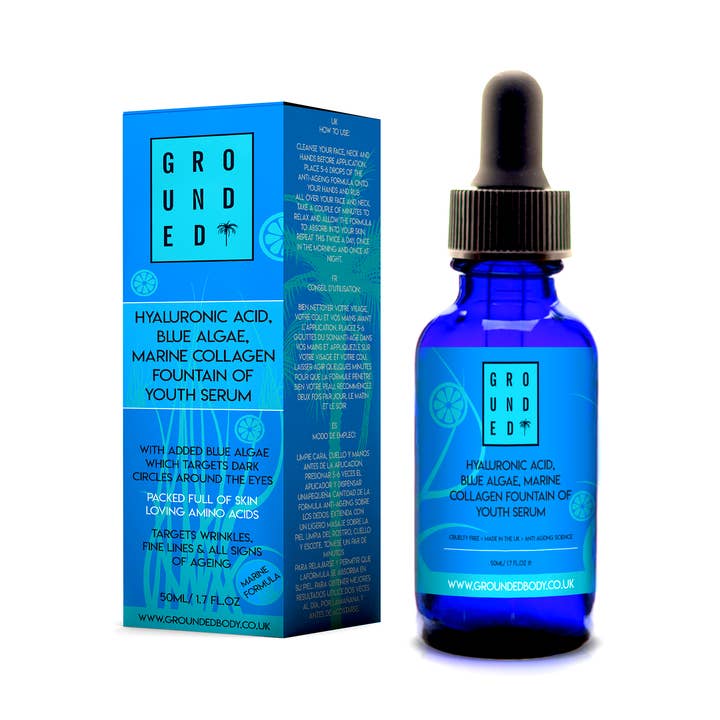 Blue Algae and Hyaluronic Acid Serum for wholesale by GROUNDED BODY