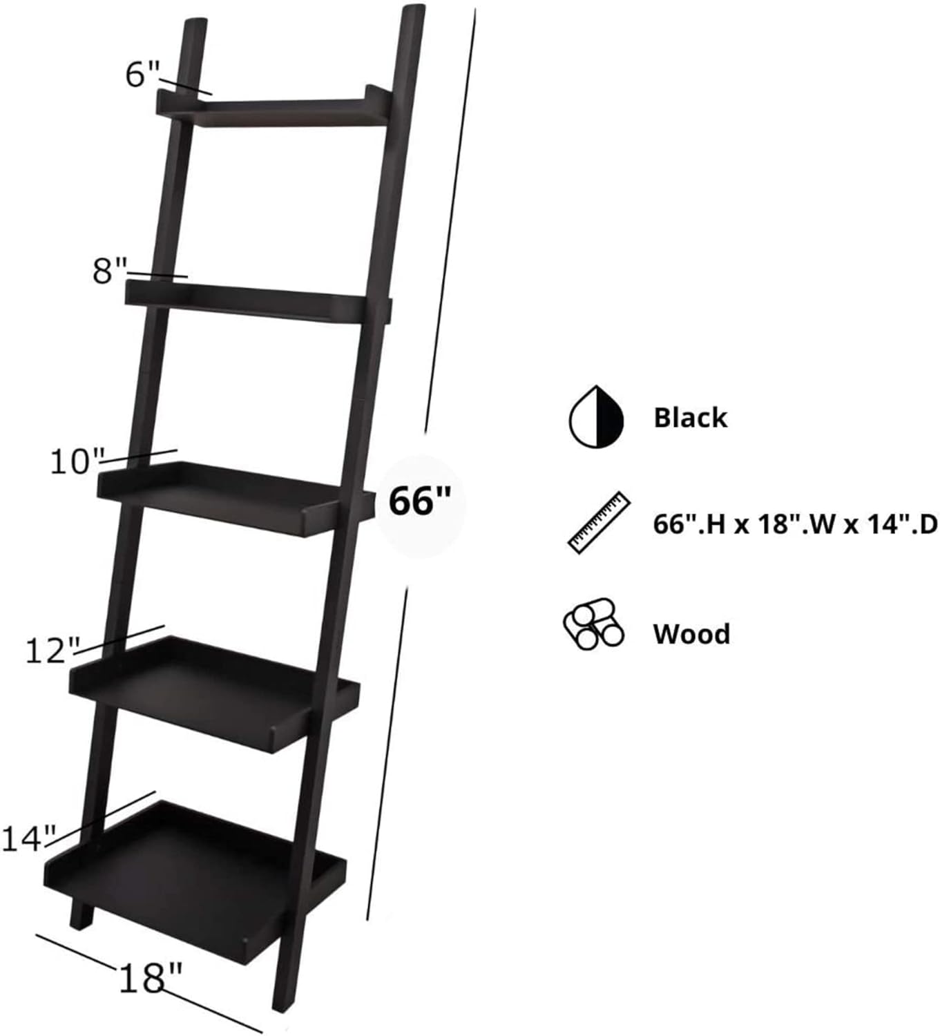Kiera Grace - Wholesale Free Standing Shelf - Kiera Grace Providence Hadfield 5 Tier Ladder Leaning Shelf4