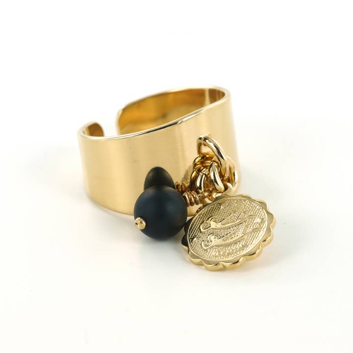 Bijoux Fabrication Française - Wholesale Cocktail/Statement Ring - Zodiac Sign Tassel Ring — 18K Gold Made in France10