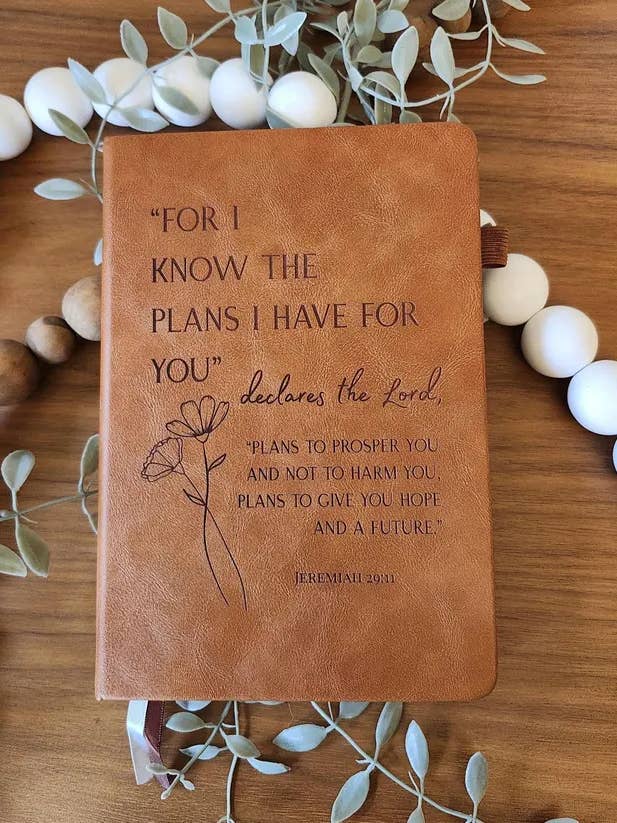 Engraved Leather Christian Journal: Jeremiah 29:11 for wholesale by All the Things MN