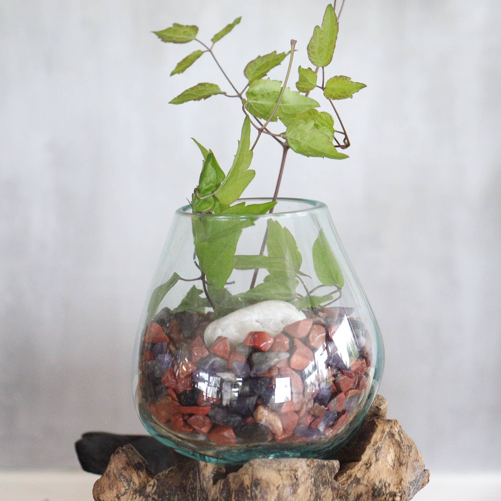 AW Artisan - Wholesale Plant Pot - Fused glass on wood with stand - Large bowl2