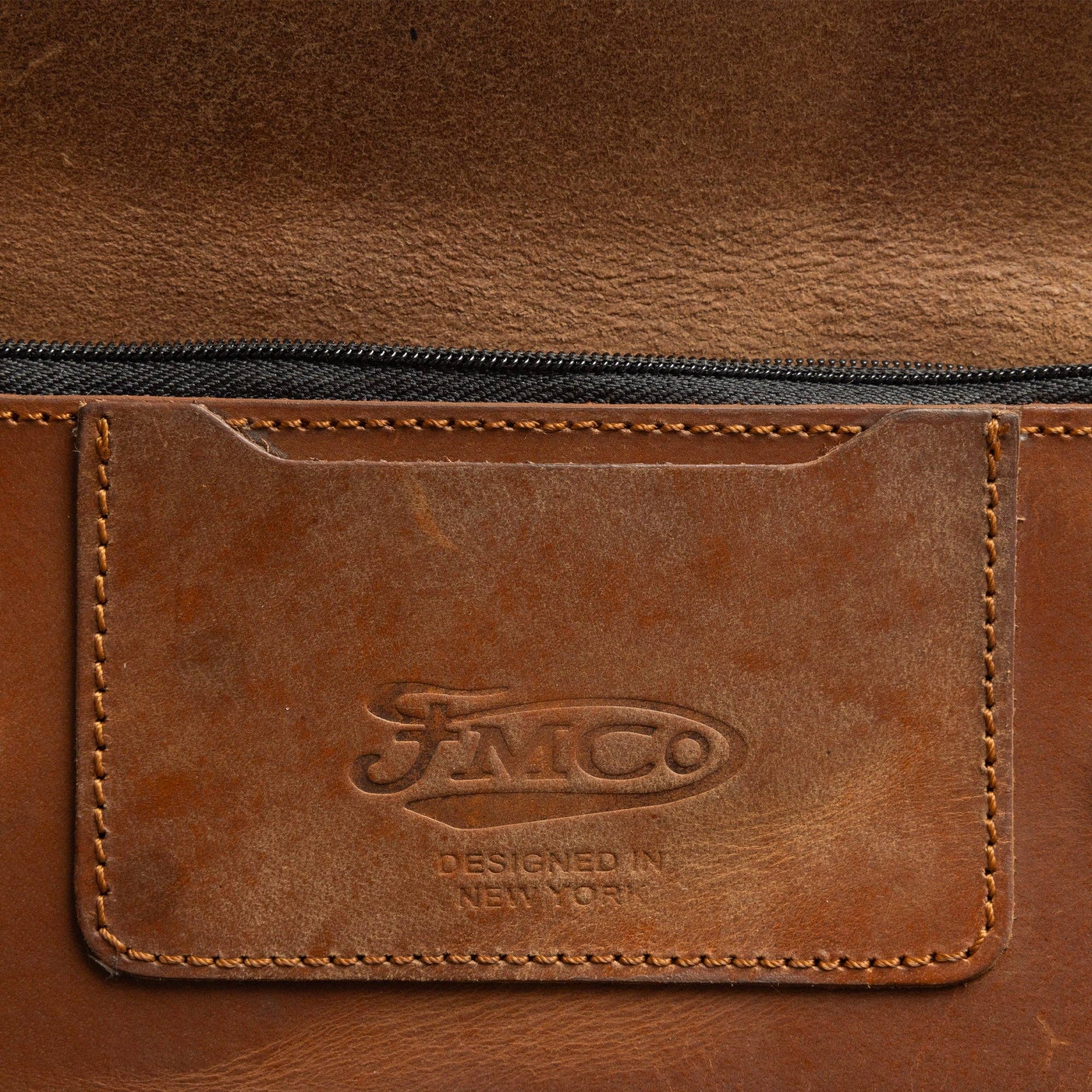 LARGE TRUCKER - Vegetable Tanned Leather Wallet Amber for wholesale on Faire3