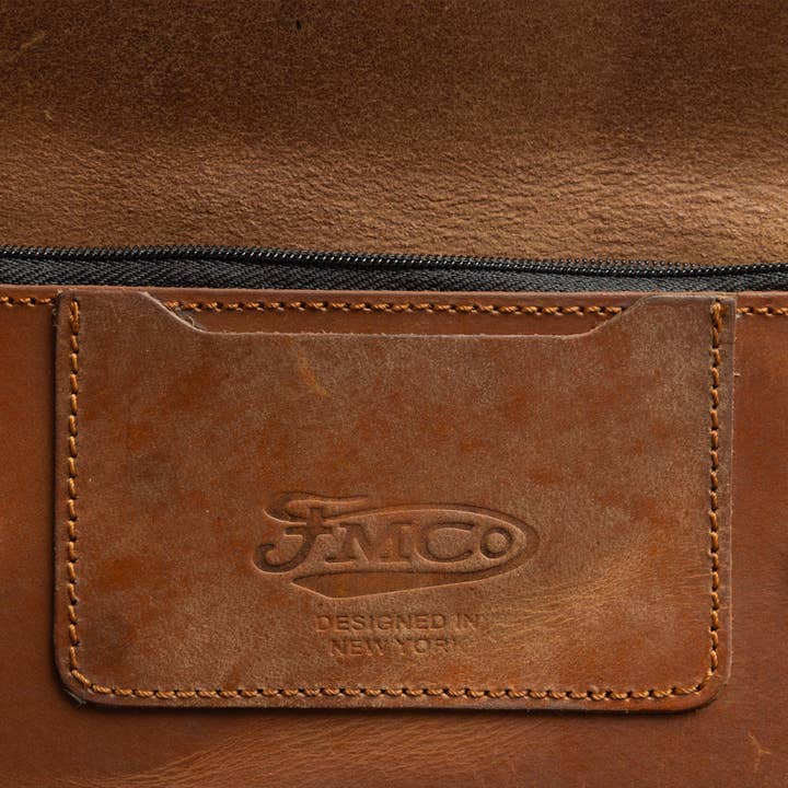LARGE TRUCKER - Vegetable Tanned Leather Wallet Amber for wholesale on Faire3