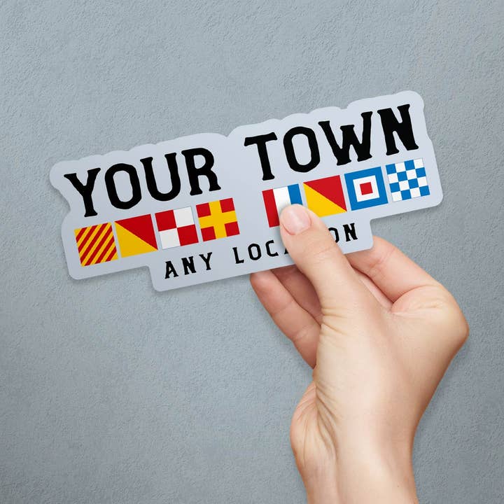 Nautical Flags Name Drop Large Vinyl Bumper Sticker for wholesale by RetroPlanet