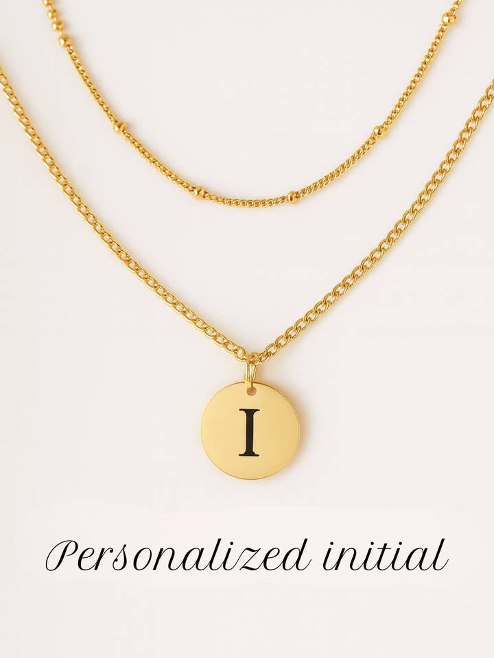 Collar de Inicial de Acero Inoxidable Dorado – Colgante Redondo para venta al por mayor de BELINA JEWELS