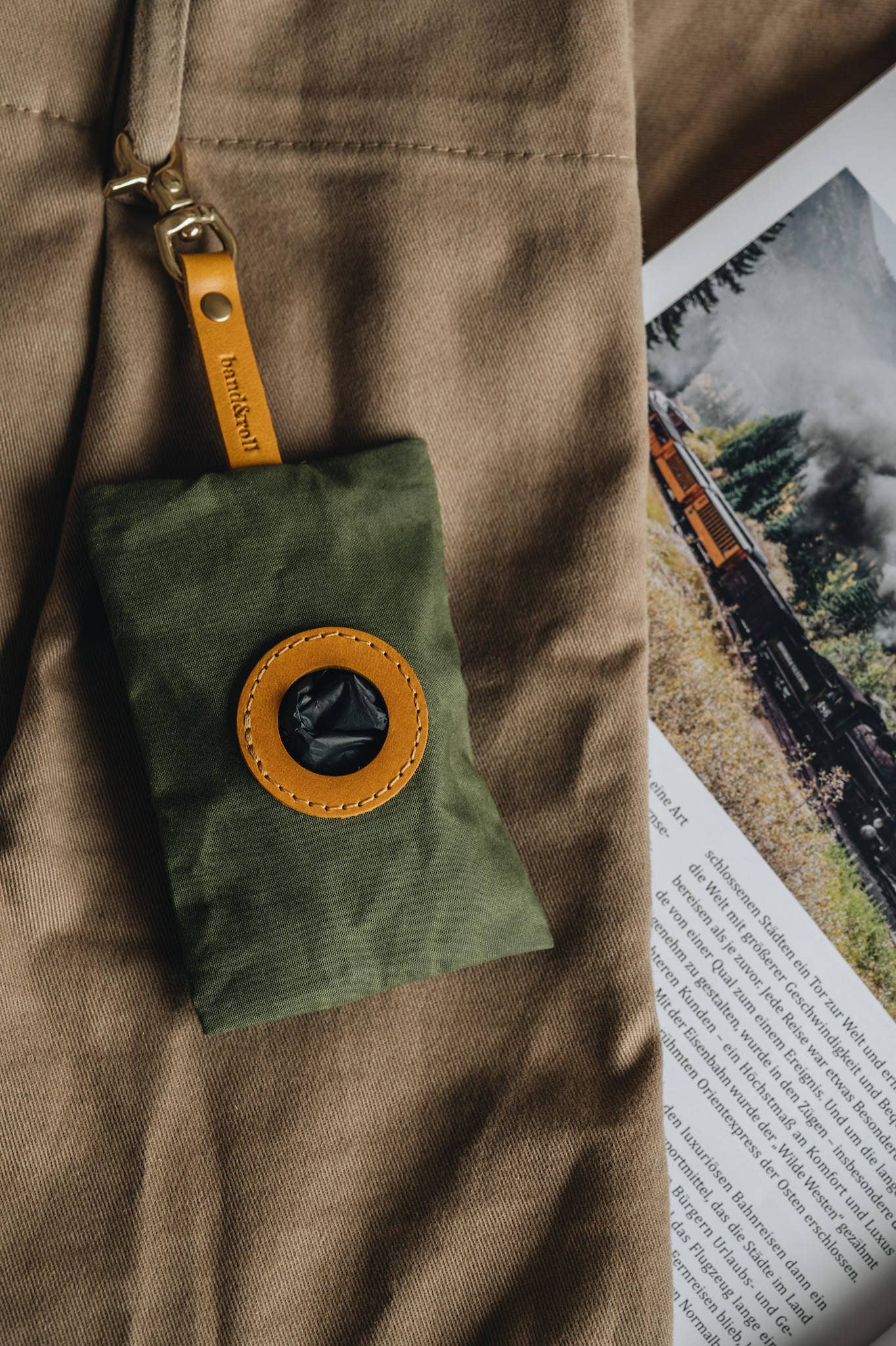 BAND&ROLL - Vendita all'ingrosso Dispenser di sacchetti per la cacca - Porta sacchetti per deiezioni canine in canvas cerato e pelle7