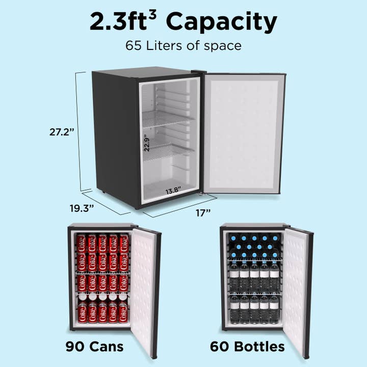 Promounts - Wholesale Portable/Mini Fridge - SnowLion Premium 65L Solid Door 2.3 Cu.ft. Freestanding Under-Counter Mini Fridge in Black2