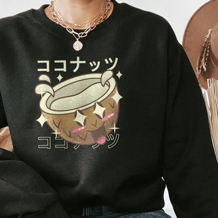 Kawaii Coconut Japanese Anime Sweatshirt Crewneck for wholesale by PositiveParty