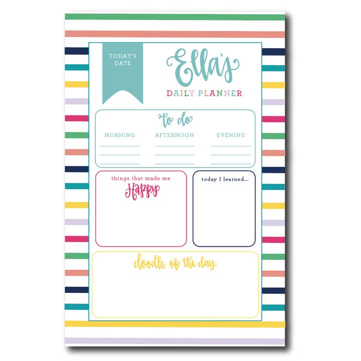 Personalized Kids Daily Planner Notepad for wholesale by The Redheaded Camel