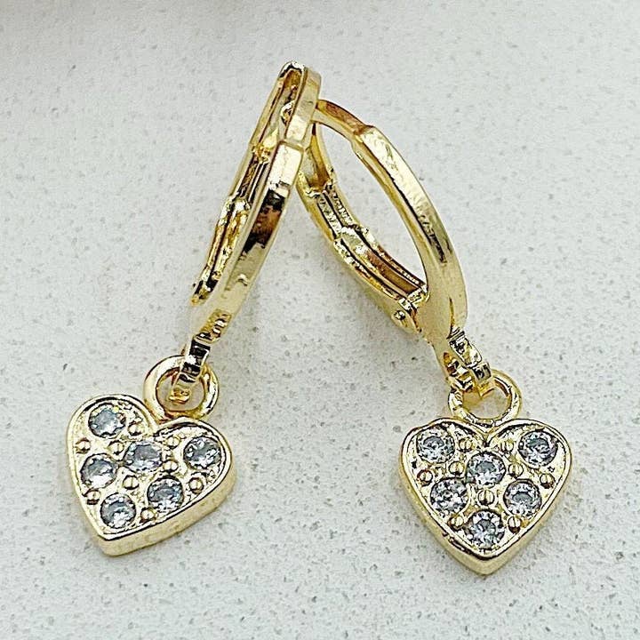 Zirconia's Pent Up Heart Stud Earrings for wholesale by Cherie by Cherie