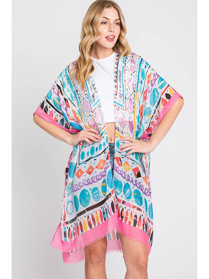 Hana - Vendita all'ingrosso Kimono - Donna - Kimono estivo con stampa geometrica boho ad acquerello23